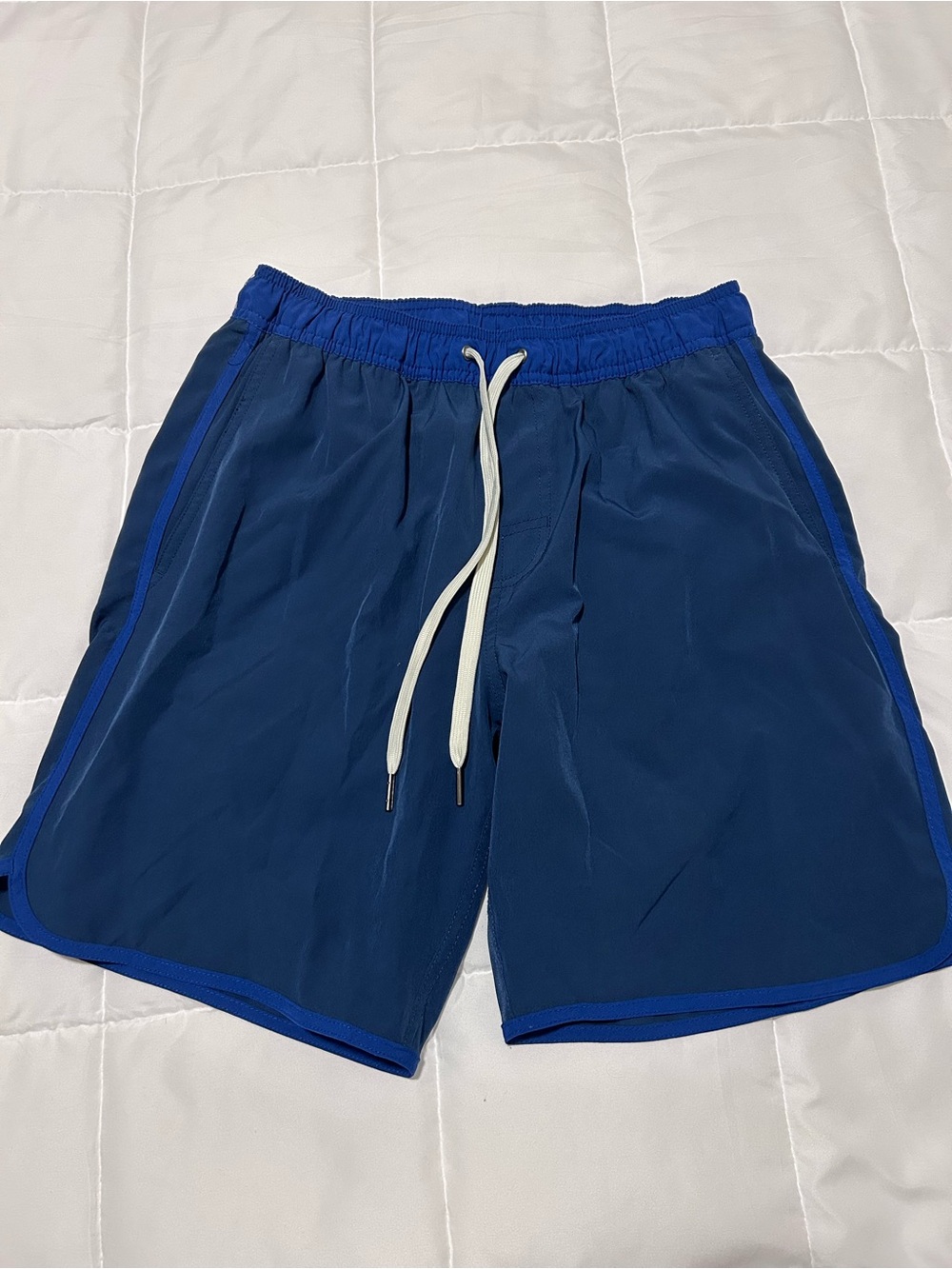 Fair Harbor Men’s Navy Swim Trunks with White Drawstring